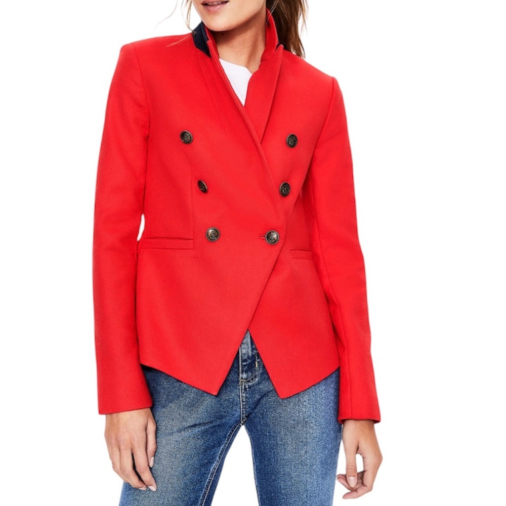 Boden Addlestone Blazer Red Orange Double Breasted Lined 10